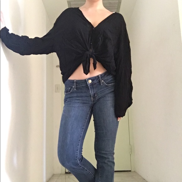 Brandy Melville thin black tie-up top - Picture 2 of 2